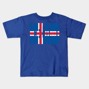 Iceland flag stencil Kids T-Shirt